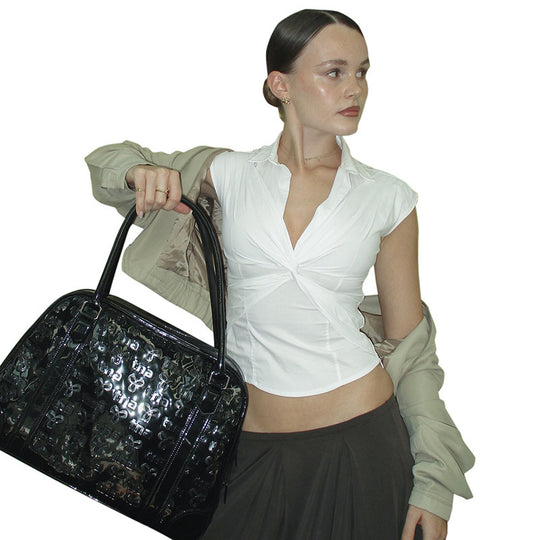 Damen elegante Kurzarmbluse mit knotenförmigem Design EB