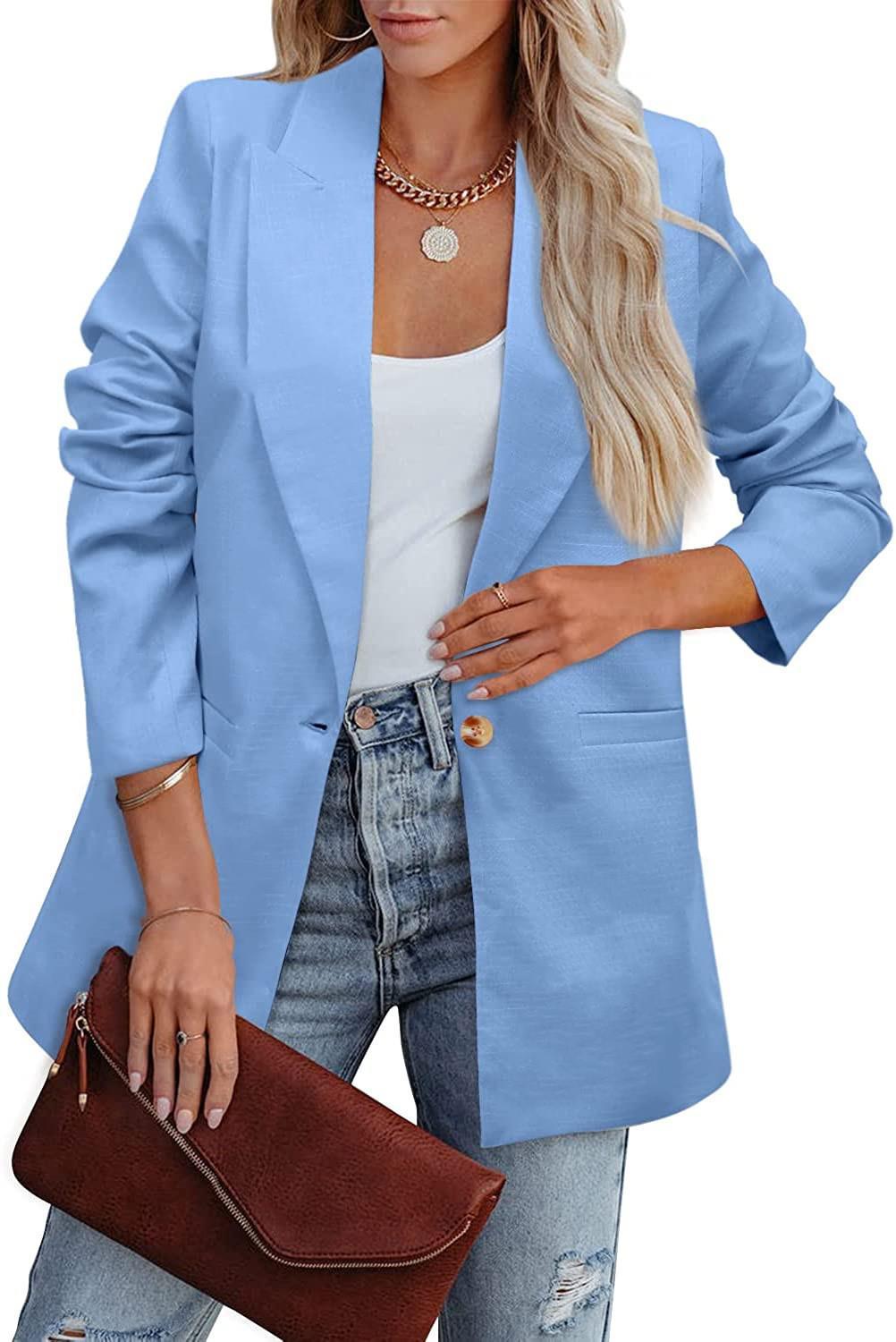 Damen Eleganter Freizeitblazer mit Lässigem Schnitt und Zwei Taschen EB