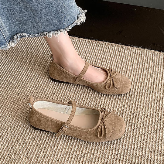 Damen elegante Ballerinas mit modischem Riemen und Schleifenakzent EB