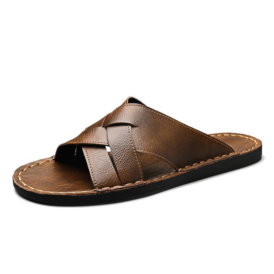 Herren Elegante und bequeme Leder-Sandalen mit verstellbarem Riemensystem EB