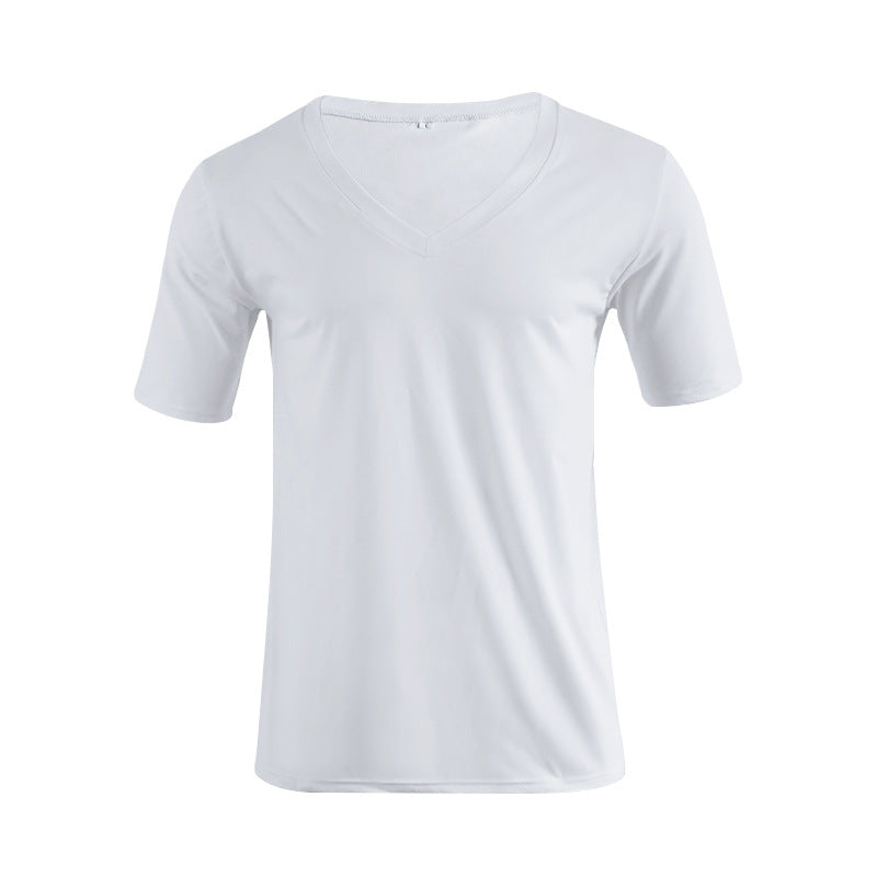 Herren nan V-Ausschnitt T‑Shirt aus feinem Jersey mit schmaler Silhouette und flachen Nähten EB