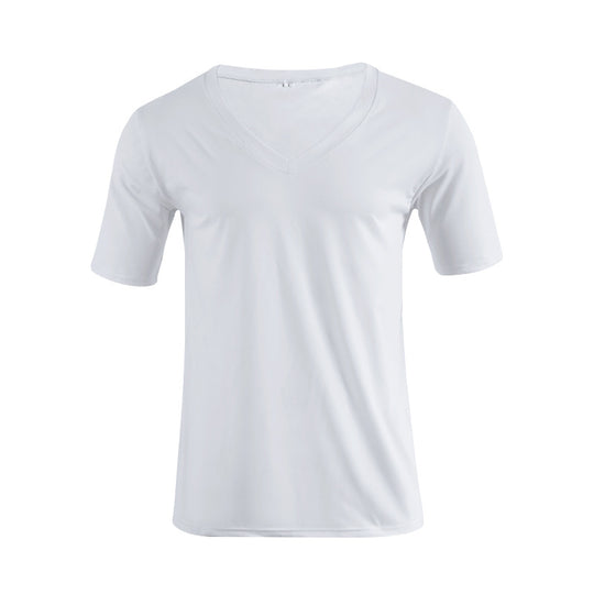 Herren nan V-Ausschnitt T‑Shirt aus feinem Jersey mit schmaler Silhouette und flachen Nähten EB
