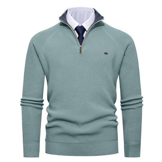 Herren eleganter Strickpullover mit Stehkragen und Reißverschluss EB