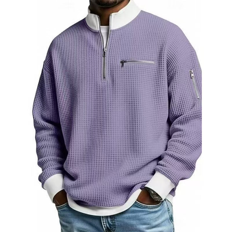 Herren Sweatshirt mit hohem Kragen und praktischem Reißverschluss EB