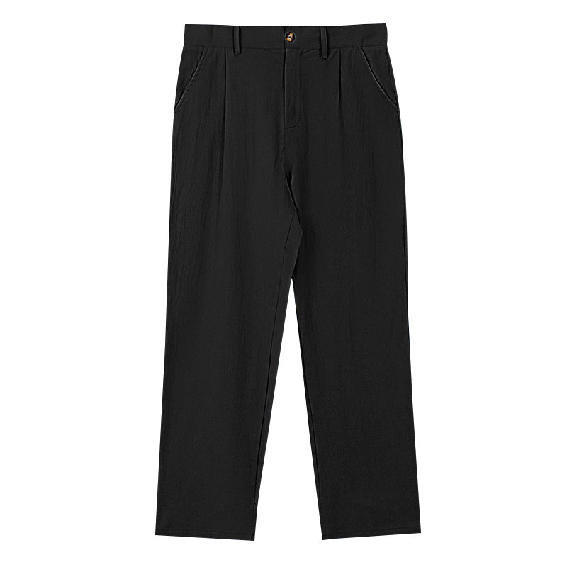 Herren nan elegante Bundfaltenhose aus leichtem Baumwollmix mit geradem Schnitt und Gürtelschlaufen EB