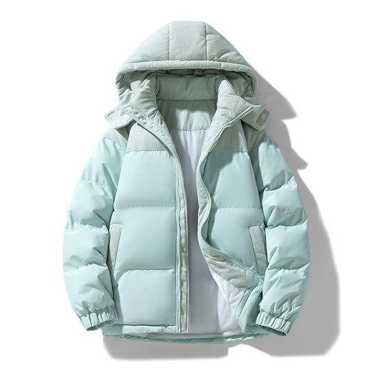 Damen warme Steppjacke mit abnehmbarer Kapuze und hochgeschlossenem Kragen EB