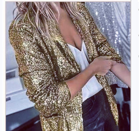Damen Blazer mit Paillettenbesatz EB