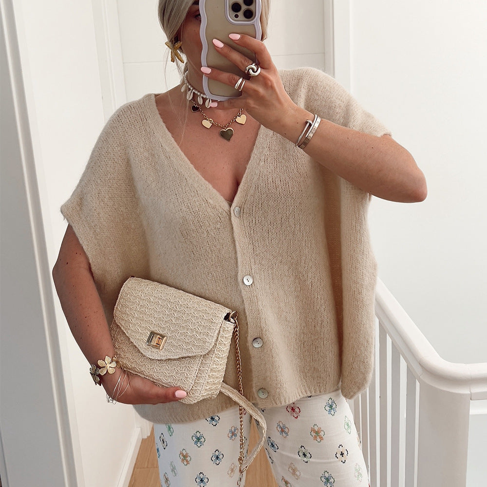 Damen lässiger Strickpullover mit offenem Schnitt EB