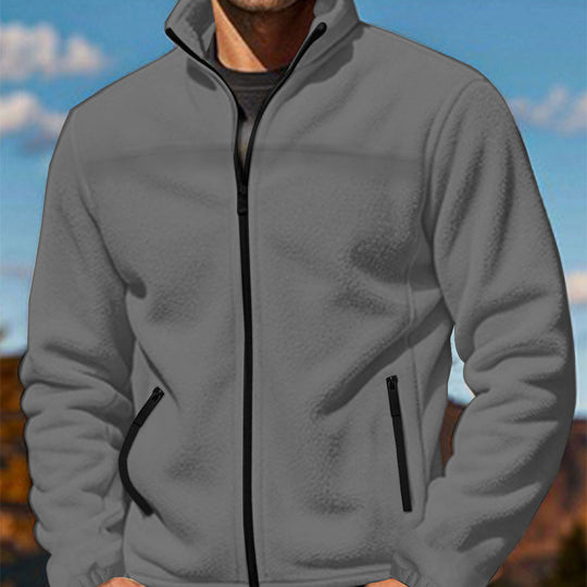 Herren Fleecejacke mit hochschließendem Kragen und Reißverschlusstaschen EB