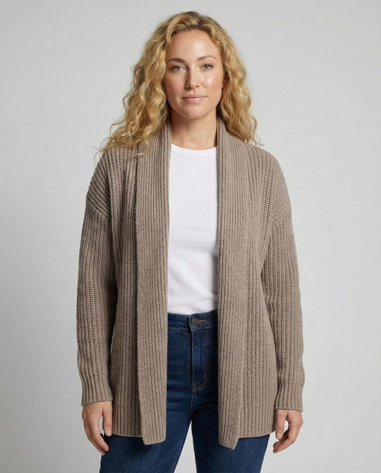 Damen Strickjacke mit offenen Kanten und lässigem Schnitt EB