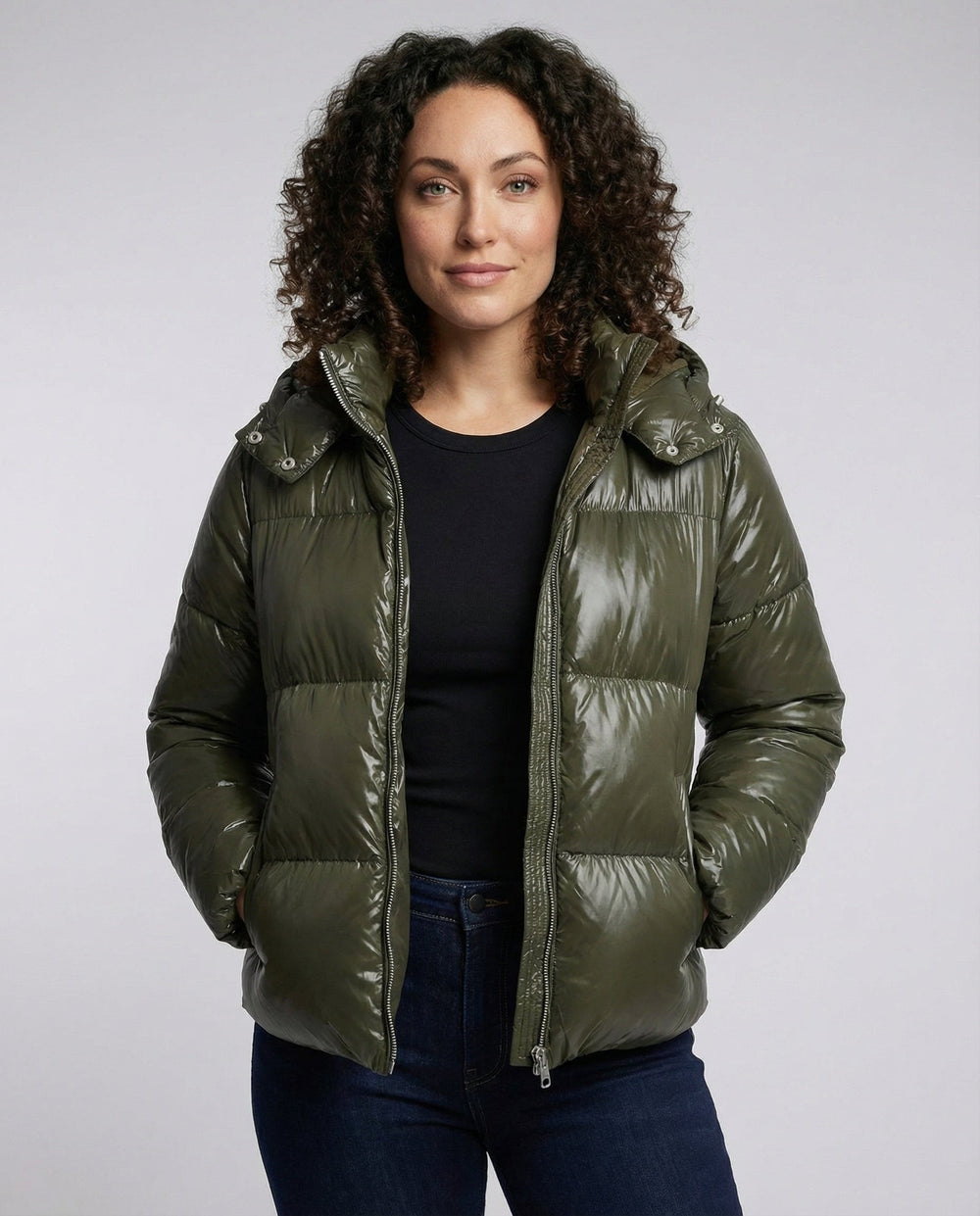 Damen Puffy Jacke Kapuze | EB