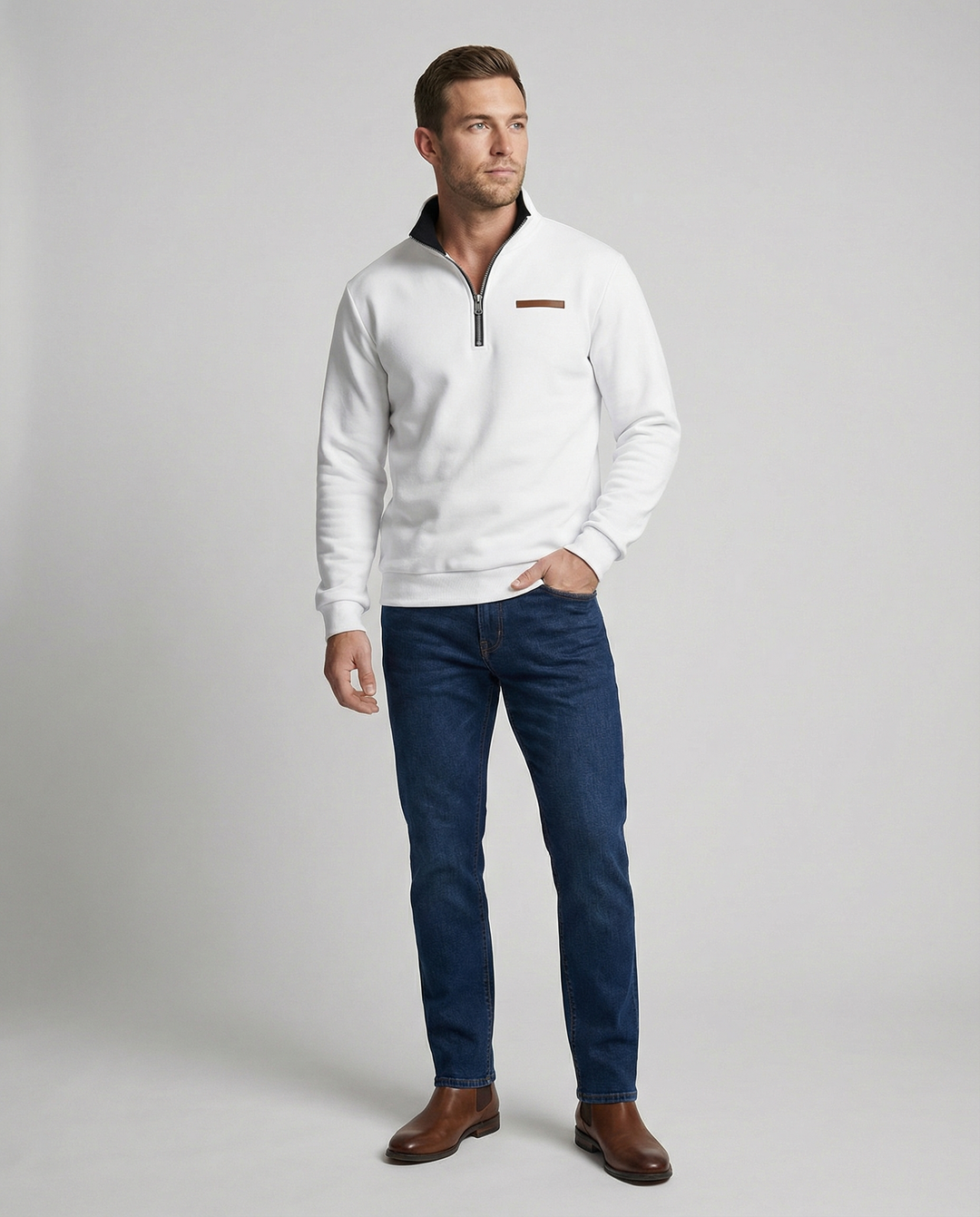 Herren Hochwertiger Fleece-Pullover mit halbem Reißverschluss EB