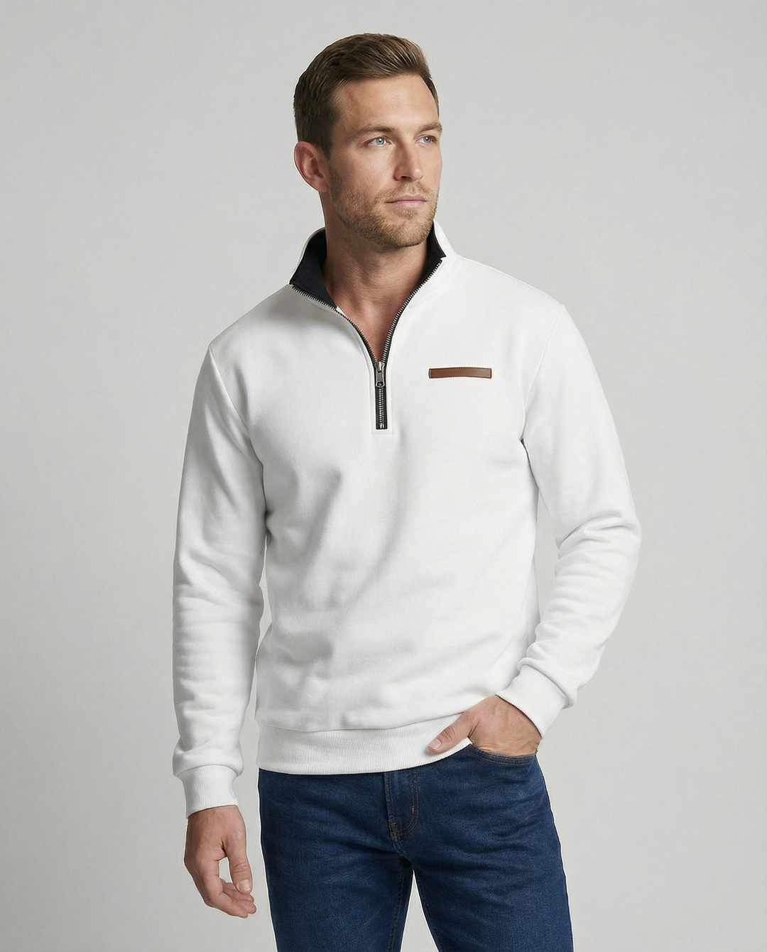 Herren Hochwertiger Fleece-Pullover mit halbem Reißverschluss EB