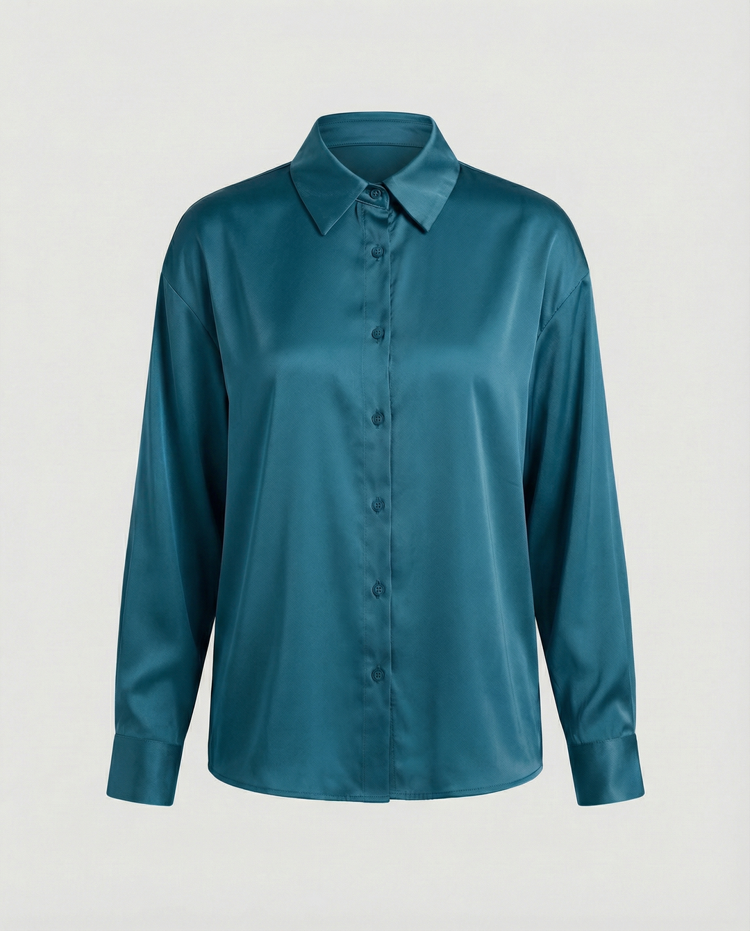 Damen satinierte Bluse mit Knopfverschluss und eleganter Knoten-Detail EB