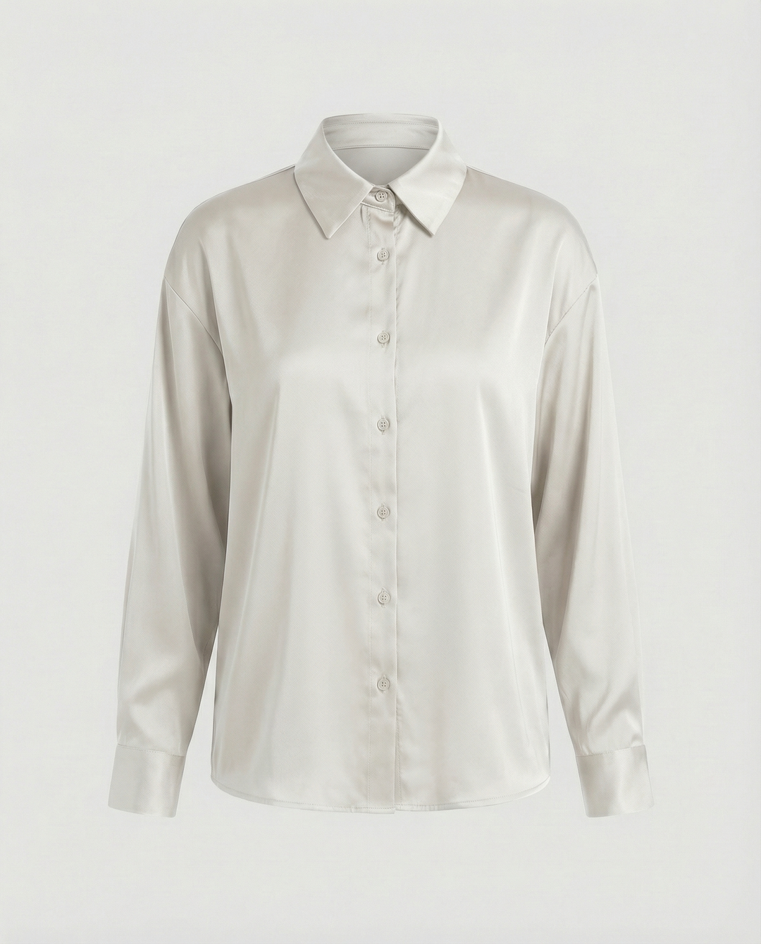 Damen satinierte Bluse mit Knopfverschluss und eleganter Knoten-Detail EB