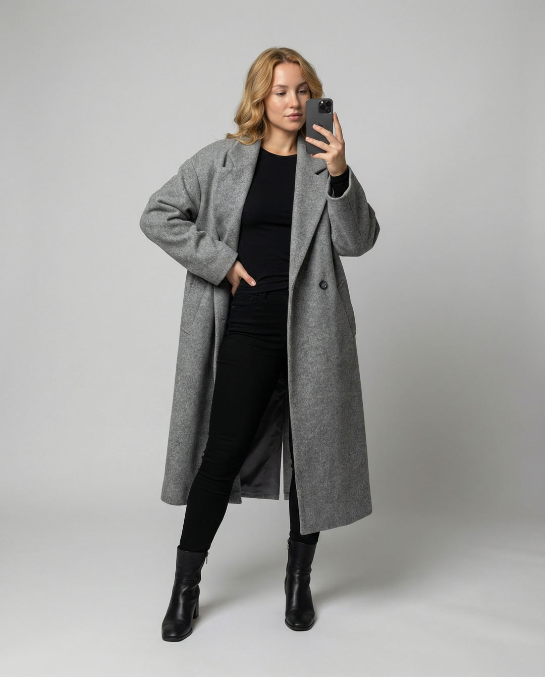 Damen Eleganter Oversized Wollmantel mit Taschen & Komfort | EB