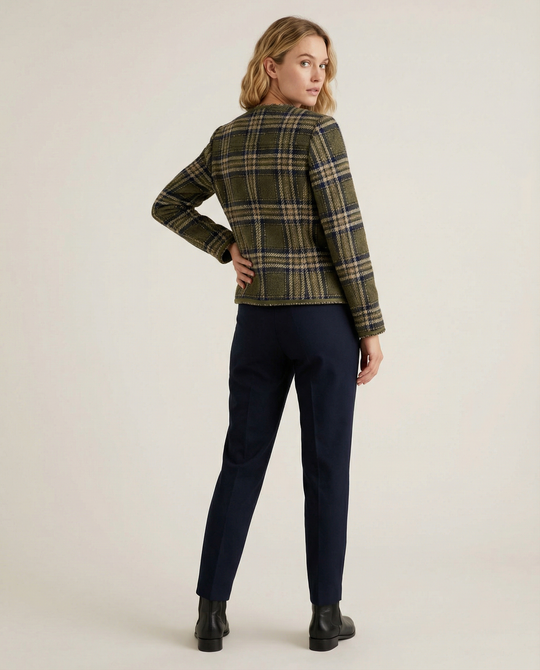 Damen Tweed-Blazerjacke mit goldenen Knöpfen EB