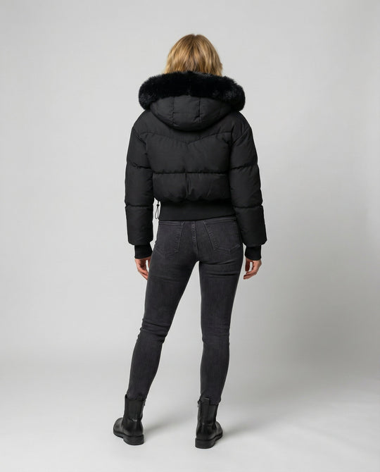 Stylische Warme Cropped Daunenjacke Damen | EB