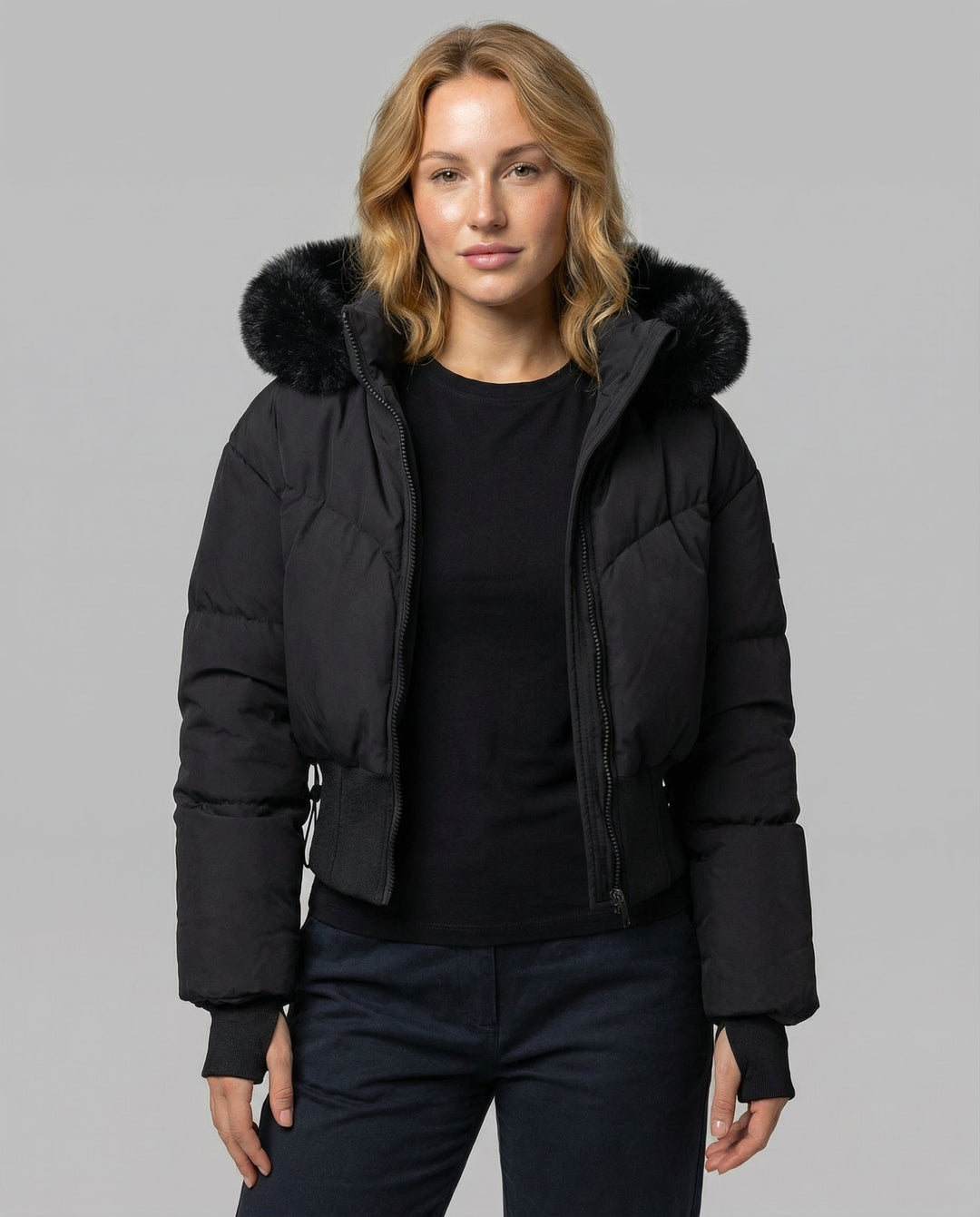 Stylische Warme Cropped Daunenjacke Damen | EB