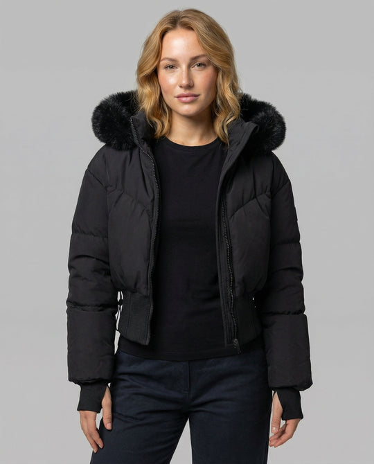 Stylische Warme Cropped Daunenjacke Damen | EB