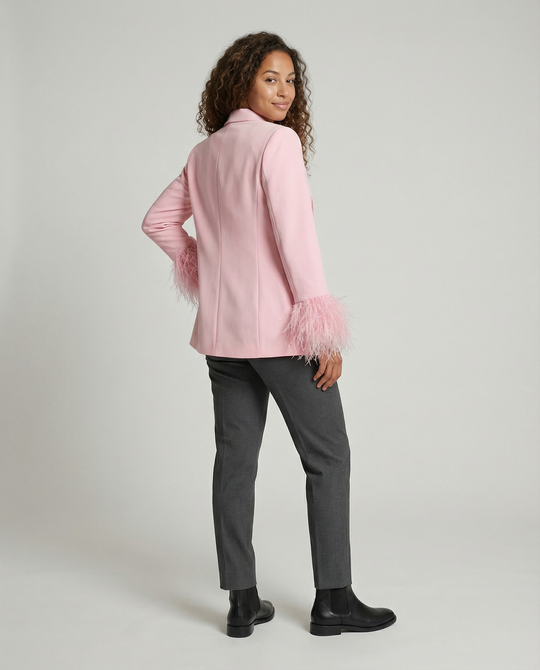 Damen eleganter Blazer mit auffälligen Federärmel EB