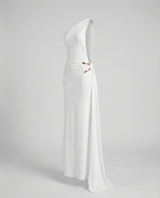 Damen Satin Etuikleid mit asymmetrischem Ausschnitt