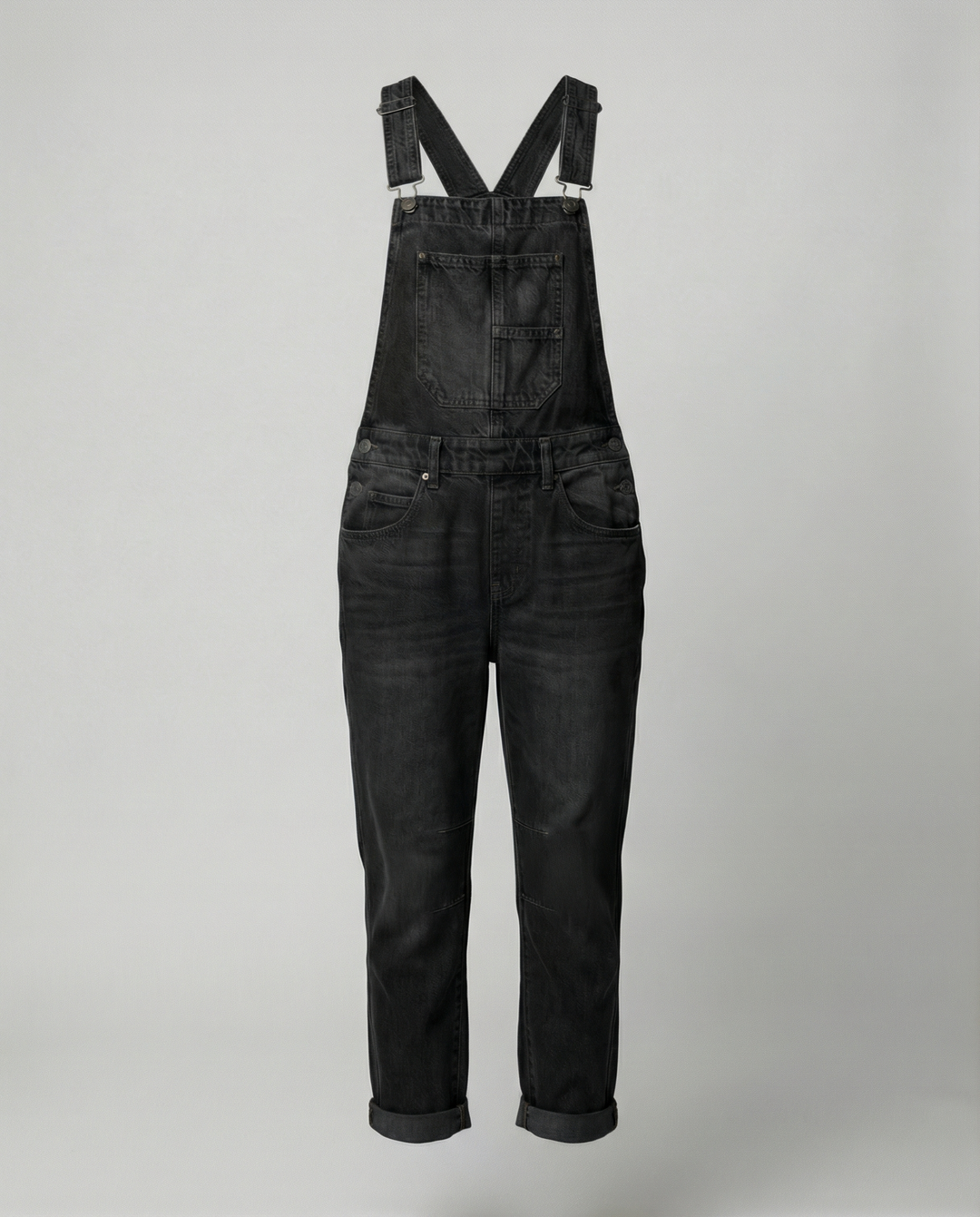 Damen Lässige Denim-Latzhose mit Weit geschnittenem Bein EB