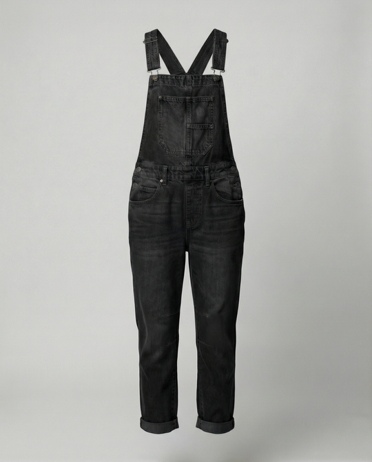 Damen Lässige Denim-Latzhose mit Weit geschnittenem Bein EB