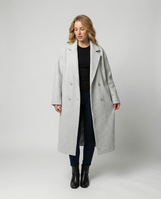 Damen Eleganter Oversized Wollmantel mit Taschen & Komfort | EB