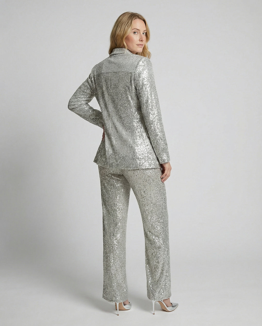 Damen Glitzerndes Blazeranzug mit weitem Bein und schimmernden Pailletten EB