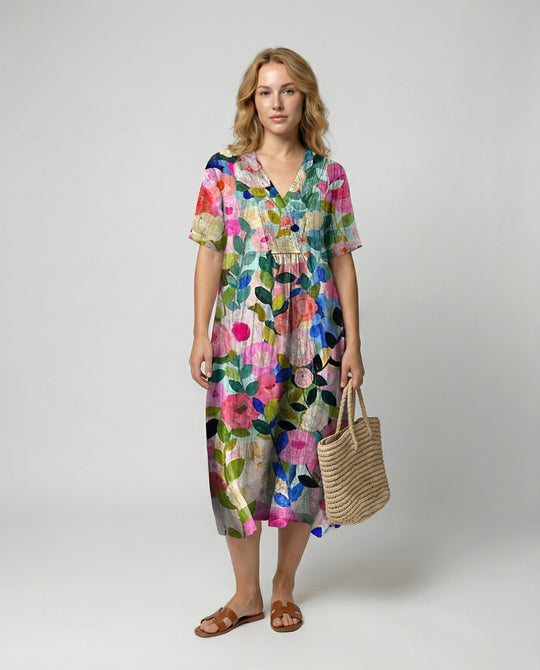 Luftiges Blumen Sommerkleid Damen | EB