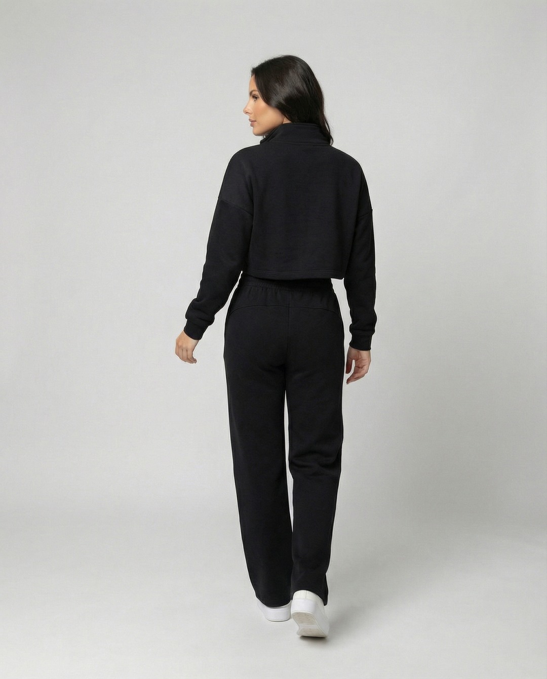 Damen Cropped Fleece-Jacke mit Reißverschluss EB