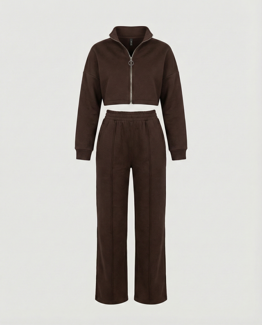 Damen Cropped Fleece-Jacke mit Reißverschluss EB