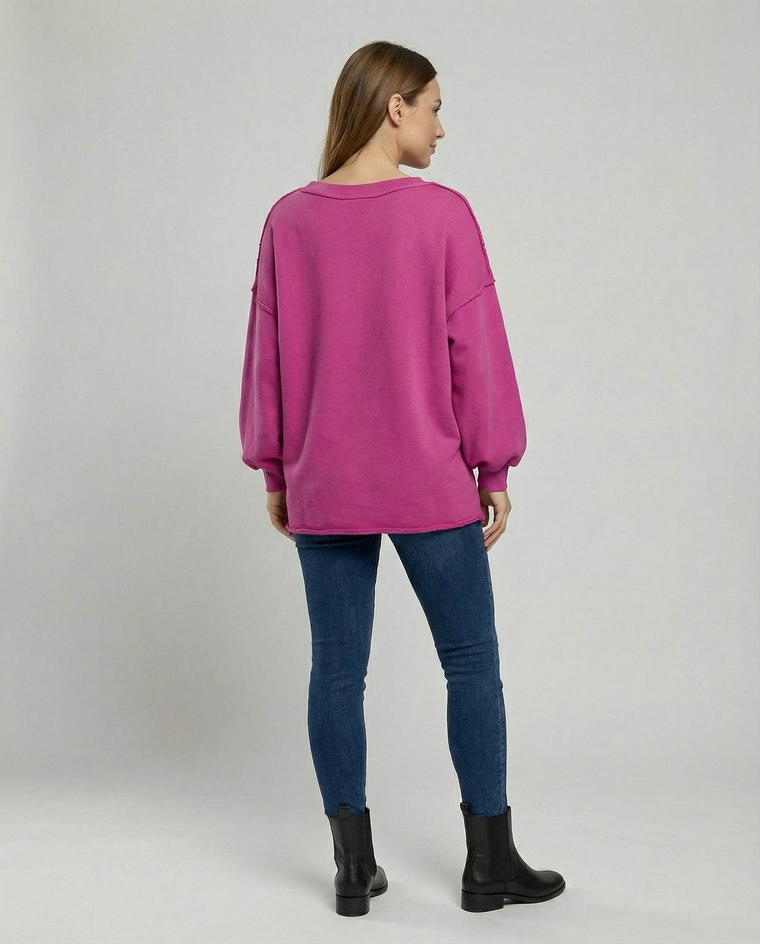 Oversized Damen V-Ausschnitt Sweatshirt | EB