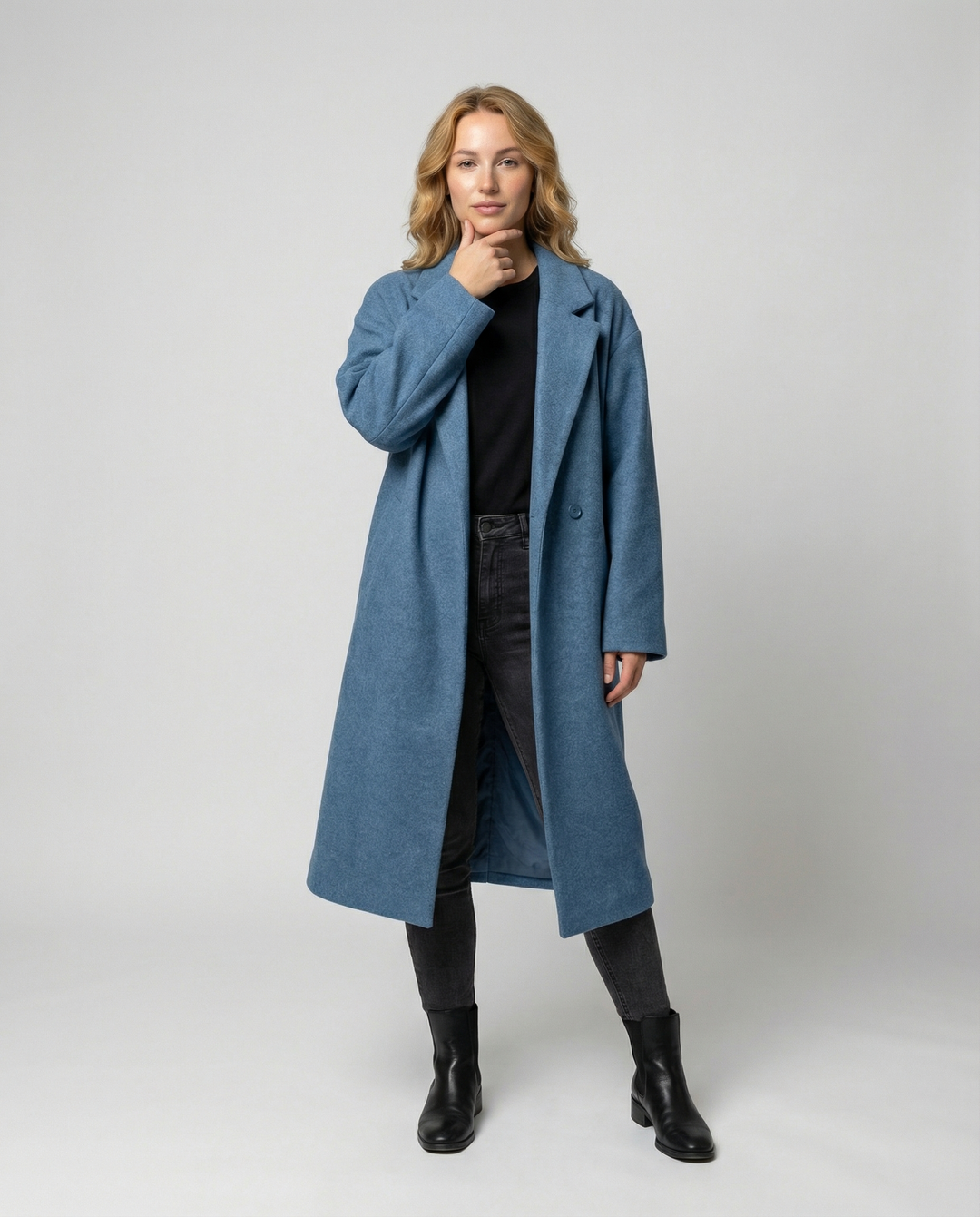 Damen Eleganter Oversized Wollmantel mit Taschen & Komfort | EB