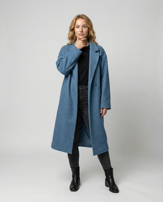 Damen Eleganter Oversized Wollmantel mit Taschen & Komfort | EB