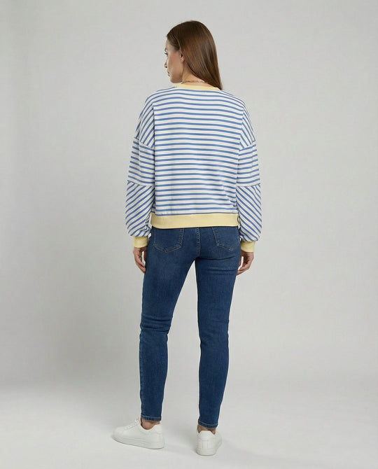 Boxy Sweatshirt Damen Gestreift | EB