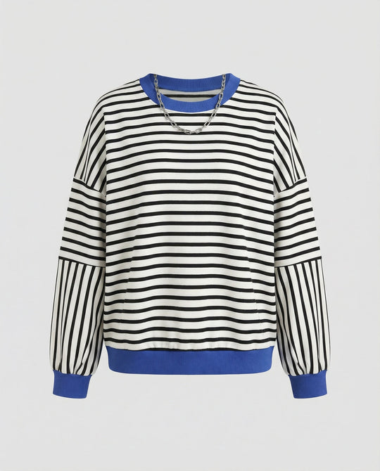 Boxy Sweatshirt Damen Gestreift | EB