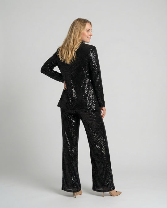 Damen Glitzerndes Blazeranzug mit weitem Bein und schimmernden Pailletten EB