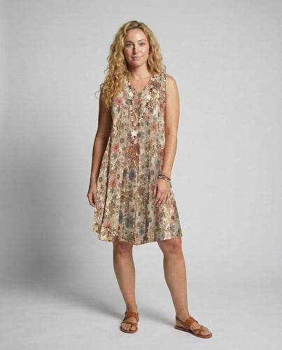 EB | Damen Floral Mini Kleid Ohne Ärmel