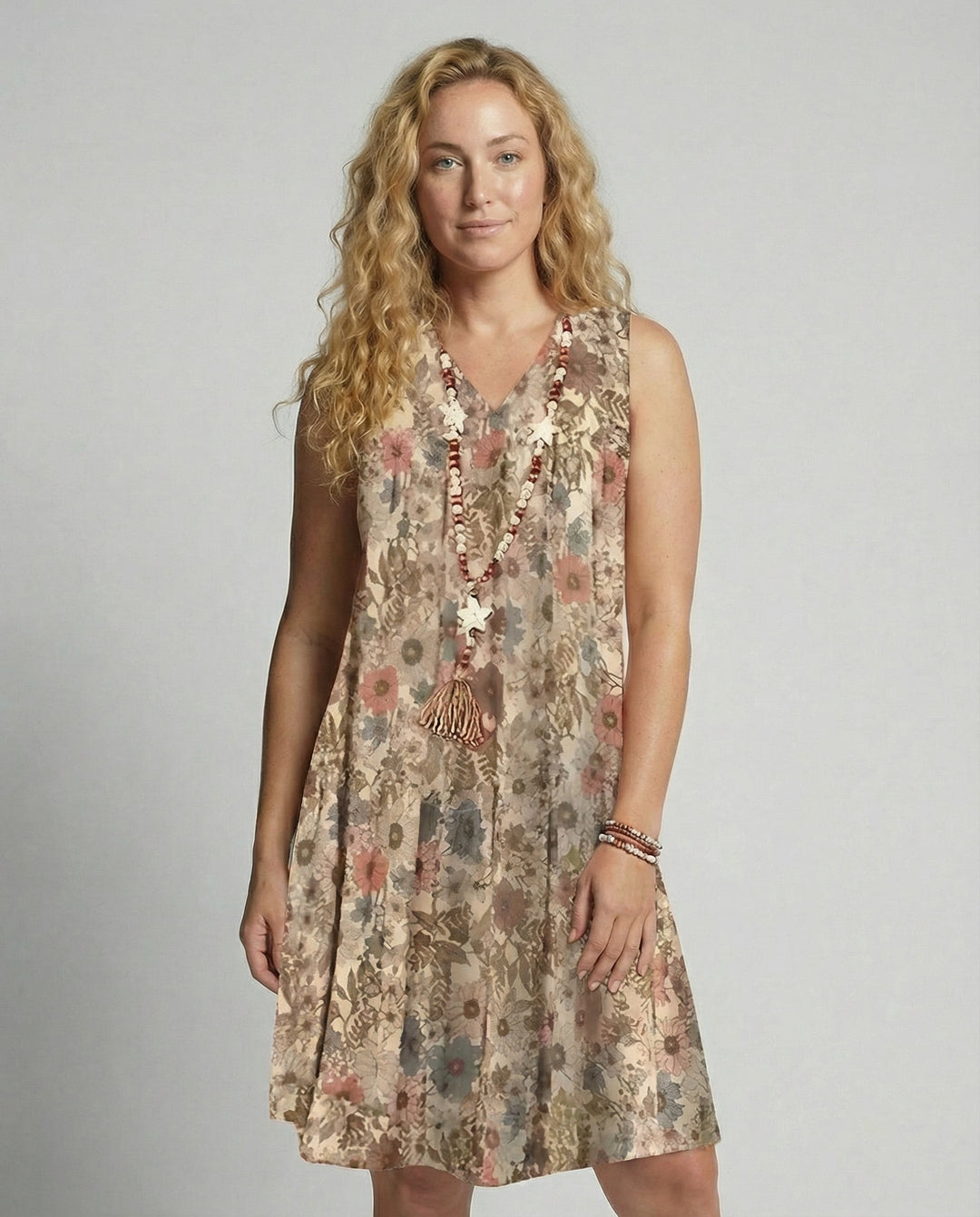 EB | Damen Floral Mini Kleid Ohne Ärmel