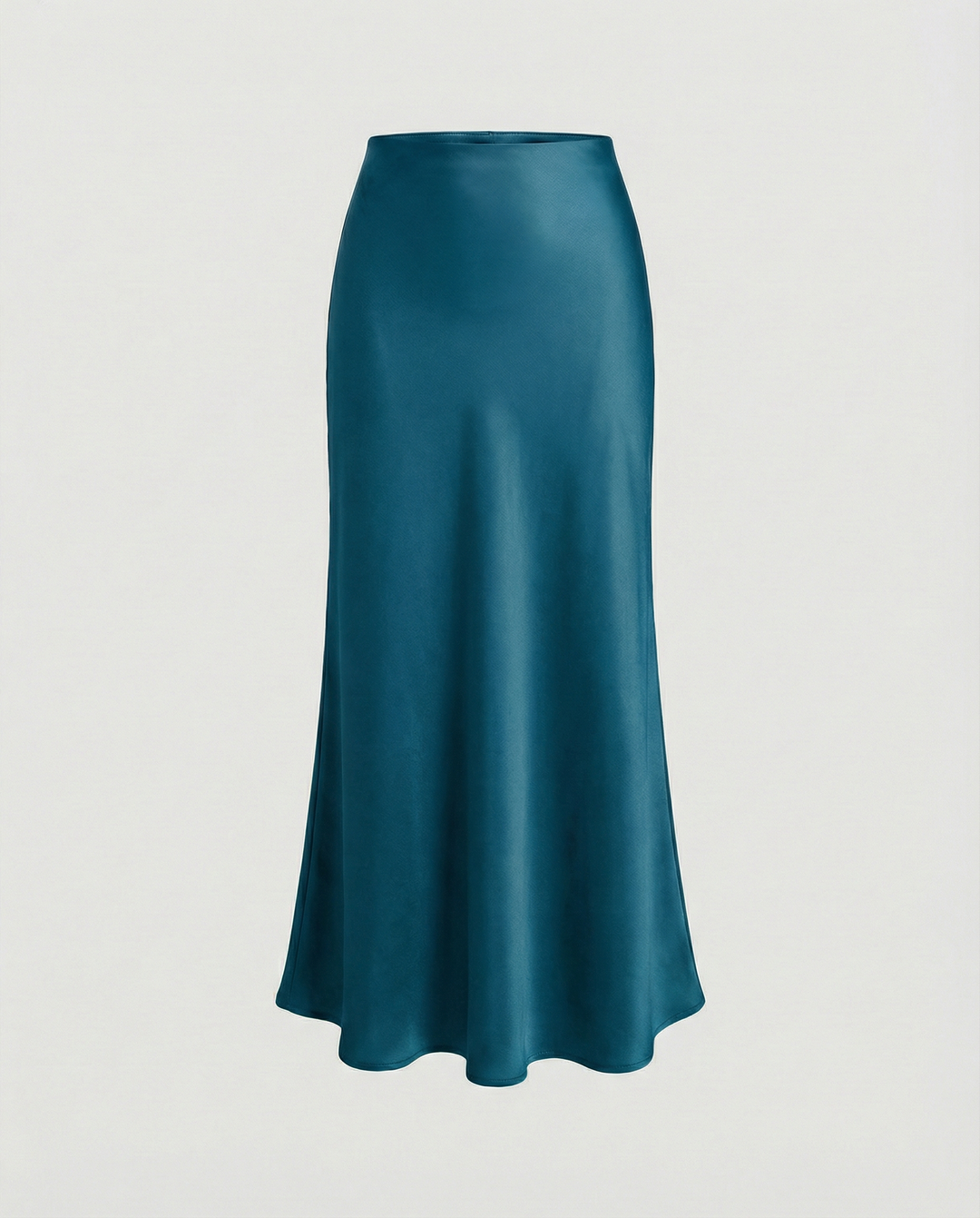 Damen Satin-Midirock mit fließendem Schnitt und hohem Bund EB