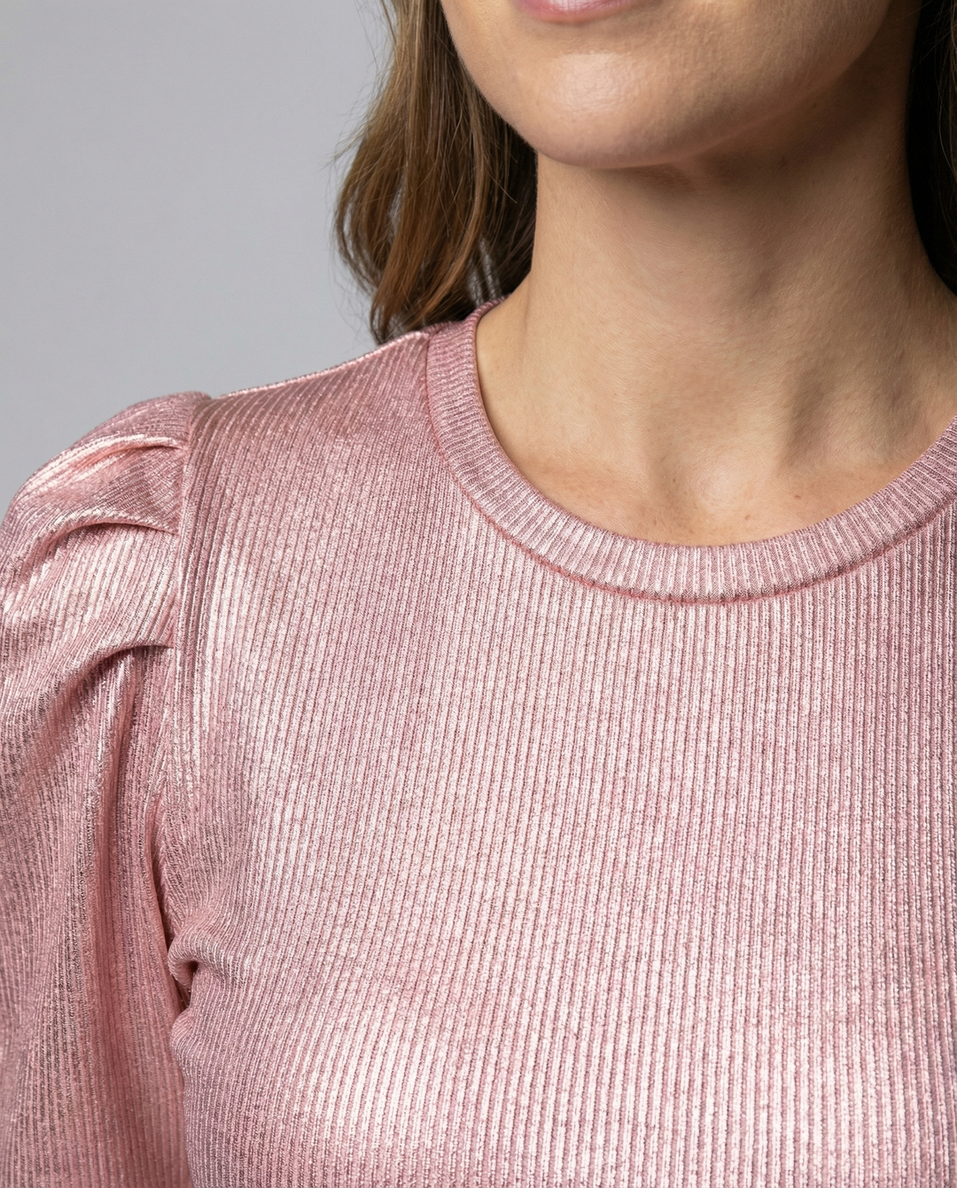 Damen funkelndes Oberteil mit voluminösen Ärmeln EB