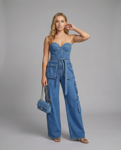 Damen Cargo-Overall mit hochgeschlossenem Design und praktischen Taschen EB
