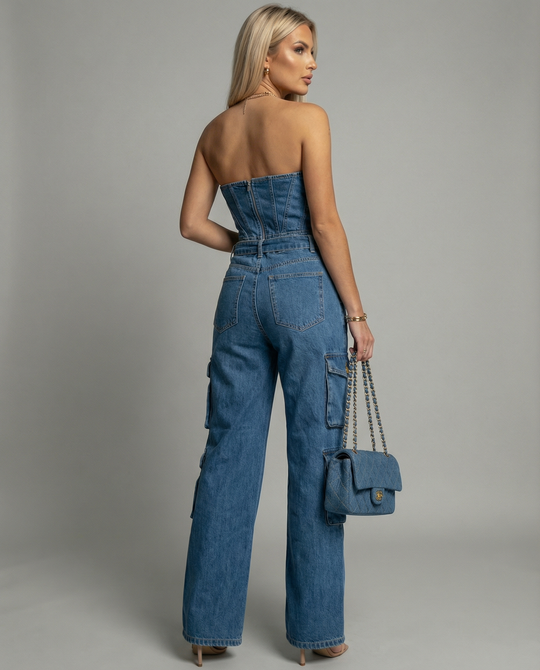 Damen Cargo-Overall mit hochgeschlossenem Design und praktischen Taschen EB