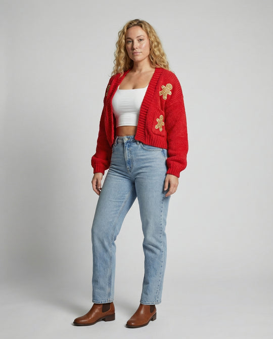 Damen Strickjacke mit verspielten Applikationen EB