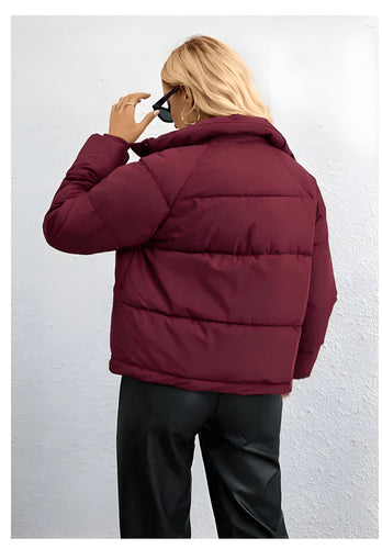 EB | Warme Damen Pufferjacke mit Reißverschluss und Hohem Kragen