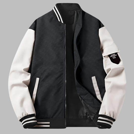 EB | Bomberjacke Relaxed Fit Glatte Textur Reißverschluss Kontrastärmel