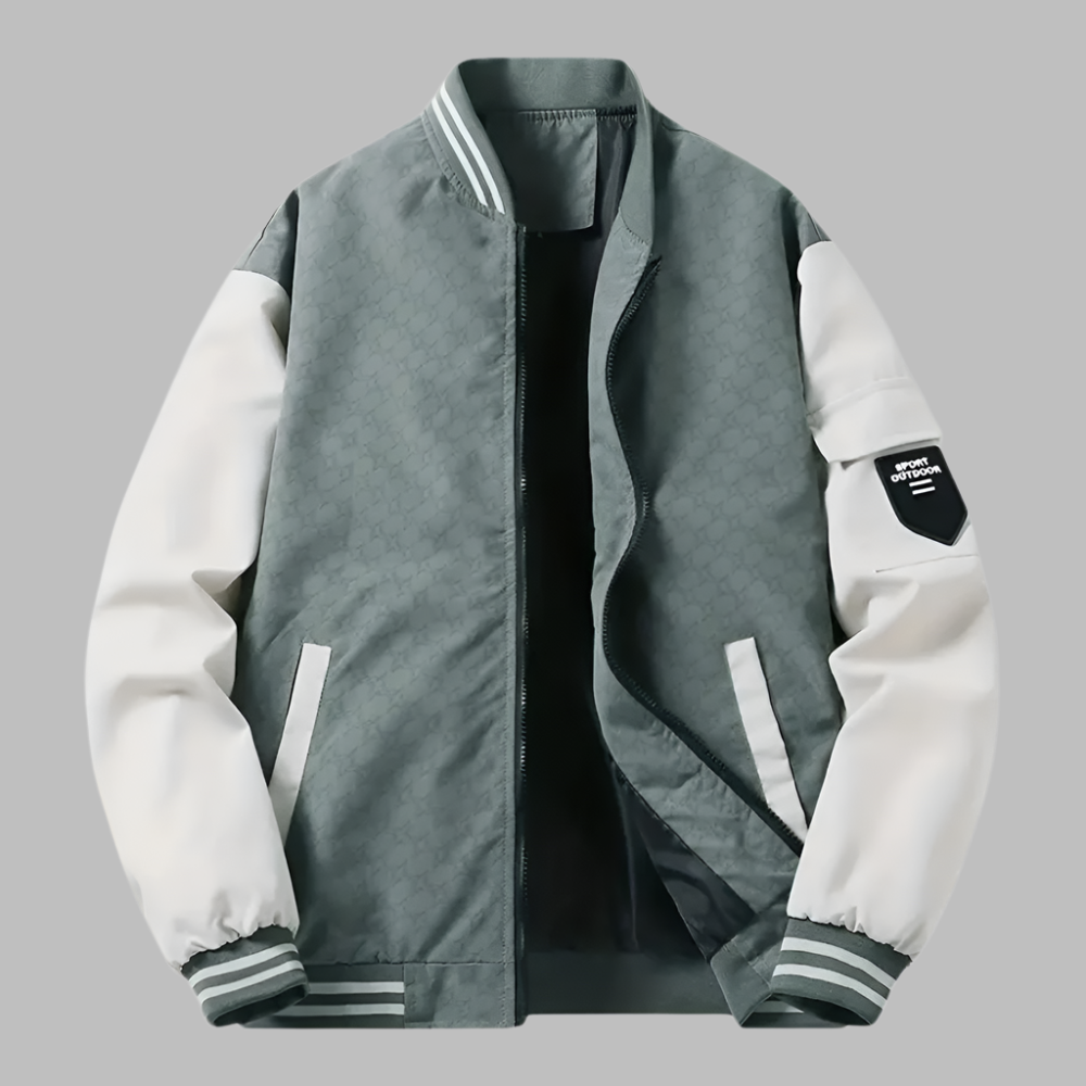 EB | Bomberjacke Relaxed Fit Glatte Textur Reißverschluss Kontrastärmel
