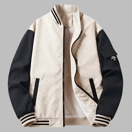 EB | Bomberjacke Relaxed Fit Glatte Textur Reißverschluss Kontrastärmel